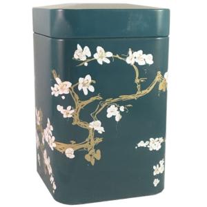 Boîte à thé fleurs de cerisier bleu vert