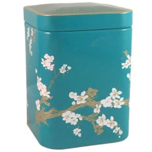 Boîte à thé fleurs de cerisier bleue