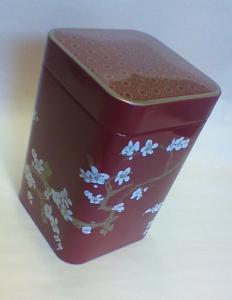 Boîte à thé fleurs de cerisier bordeaux