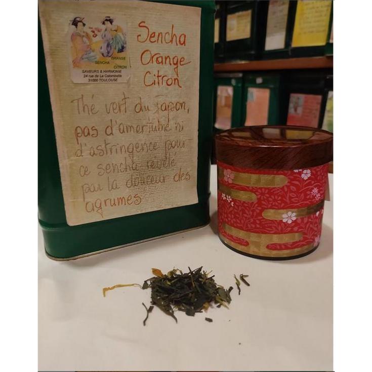 Thé vert parfumé Orange Citron Sachet 100 grammes
