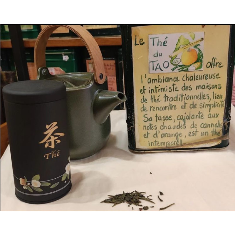 Thé vert parfumé Thé du Tao - orange amande cannelle Sachet 100 grammes