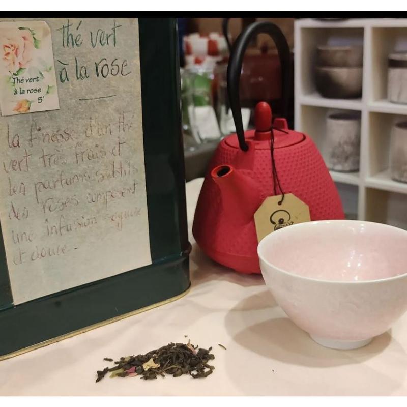 Thé vert parfumé à la rose Sachet 100 grammes
