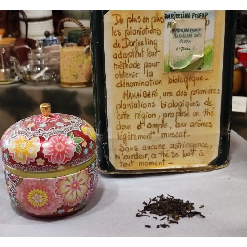 Thé noir d'Inde Darjeeling Makaibari FTGFOP Sachet 100 grammes