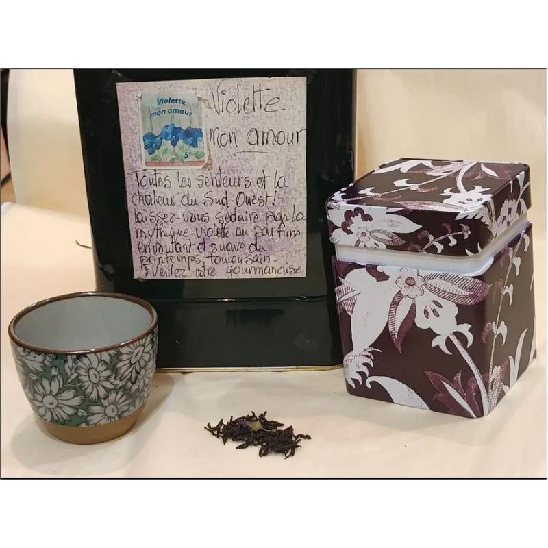 Thé noir parfumé Violette mon amour Sachet 100 grammes