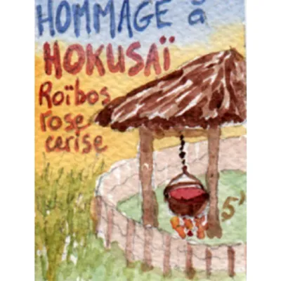 Rooïbos Hommage à Hokusaï, ce rooïbos est à partager en famille, avec les enfants, même le soir… Ici, il est agrémenté de roses et cerises.