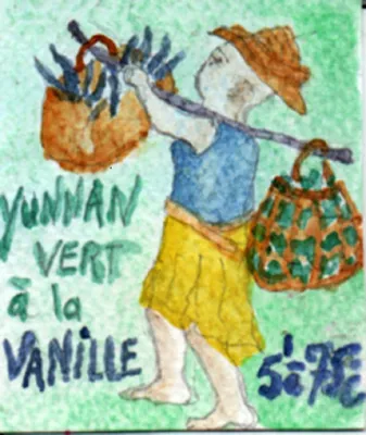 Etiquette aquarelle Thévert Yunnan Vanille