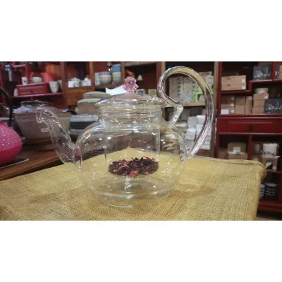 Théière en verre, bouton de rose idéale pour fleurs de thé.
