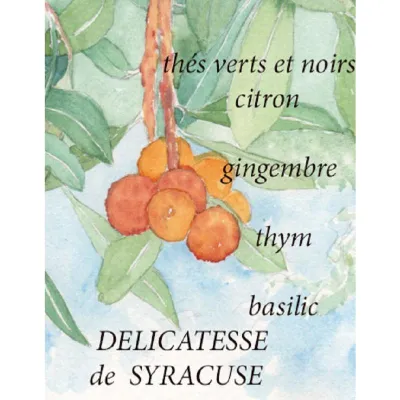 Le thé vert Délicatesse de Syracuse est un mélange délicat à base de thé noir et thé vert parfumé aux citrons de Syracuse et illuminé de gingembre, basilic et de thym.Recette de Nina Métayer.