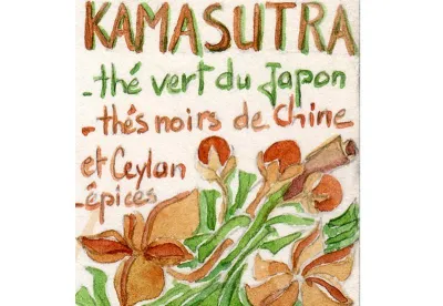 Une touche d'humour, certaines vertus des plantes et des épices millénaires, composent le mélange thé noir thé vert parfumé Kama Sutra.