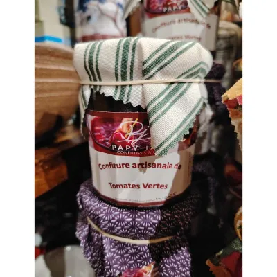 La confiture artisanale de tomates vertes de Papy Jam est une confiture à base de tomates vertes automnales.